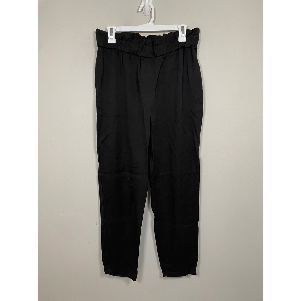 FRNCH Paris High Rise Paperbag Waist Tapered Pants In Black Size Large